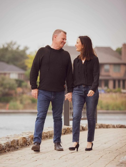 Charlie and Jennifer Tuttle walking